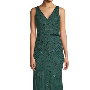 Adrianna Papell Green Beaded Gown